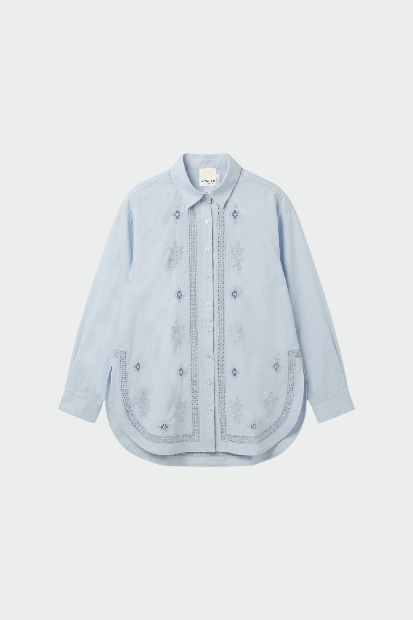 EMBROIDERED POPLIN MAXI SHIRT