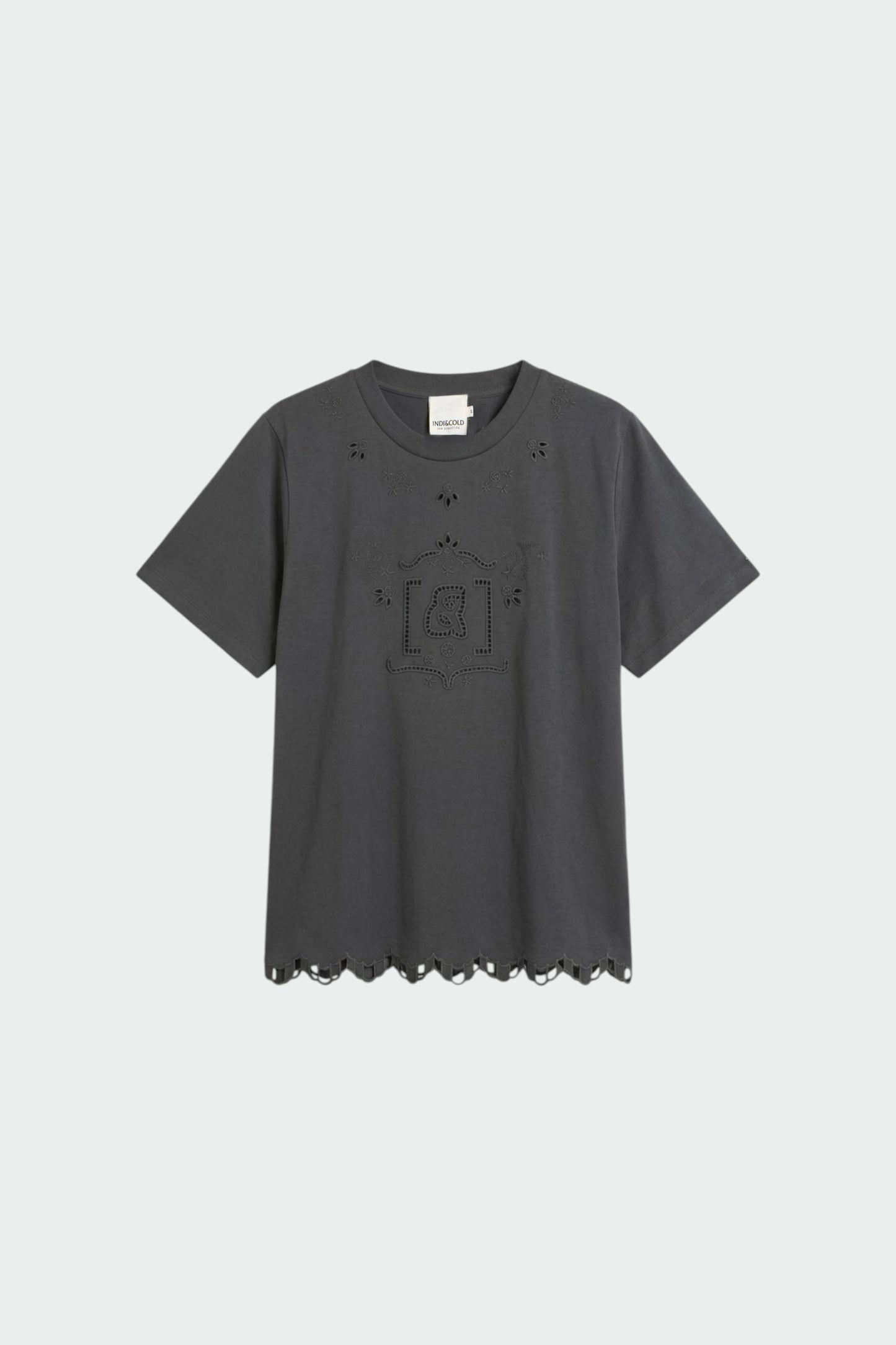 T-SHIRT WITH MONOGRAM DRAWING CUTOUT
