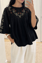 EMBROIDERED-YOKE BLOUSE