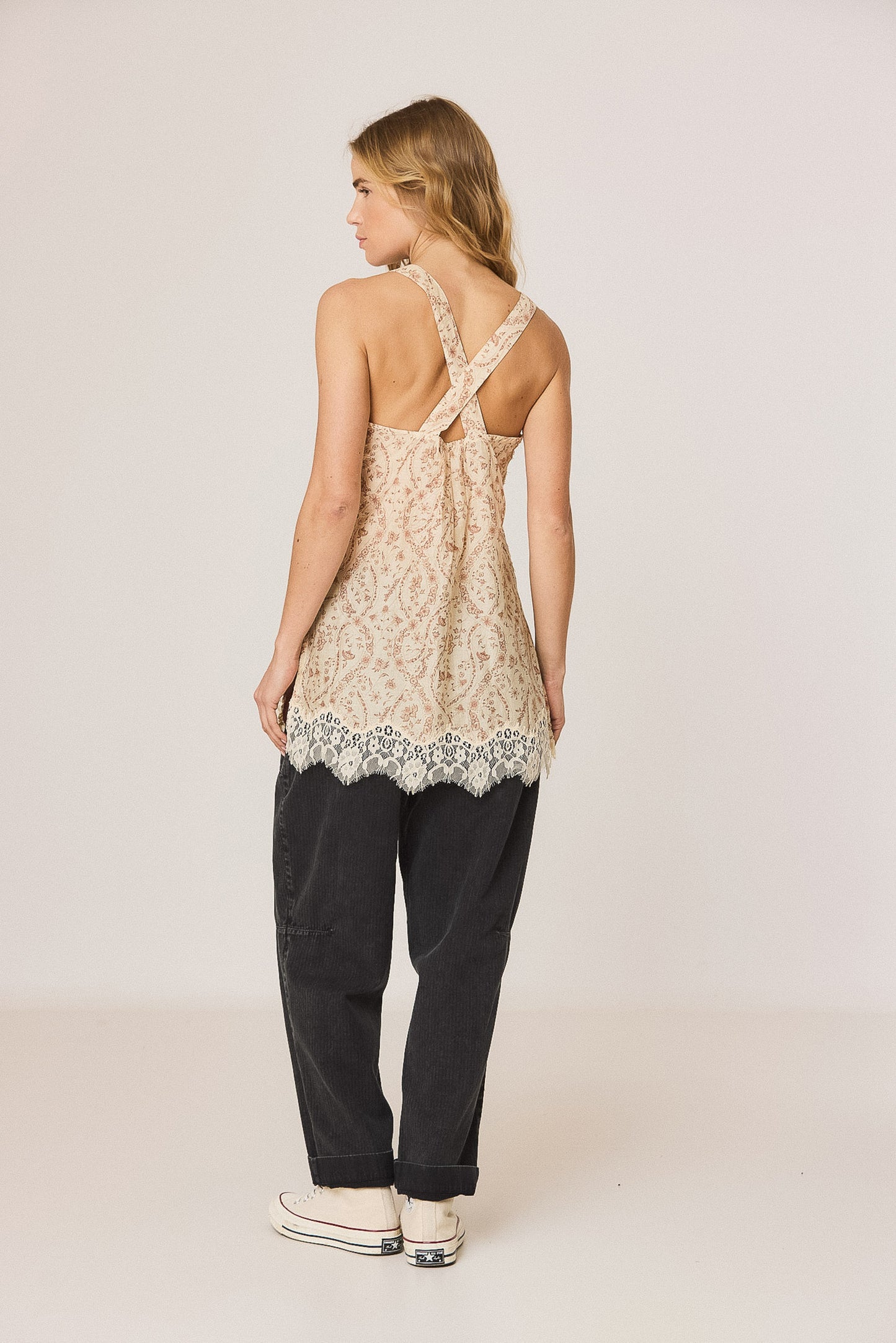 VINTAGE-PRINT LINGERIE TOP