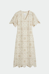 VESTIDO MIDI BORDADOS PERFORADOS