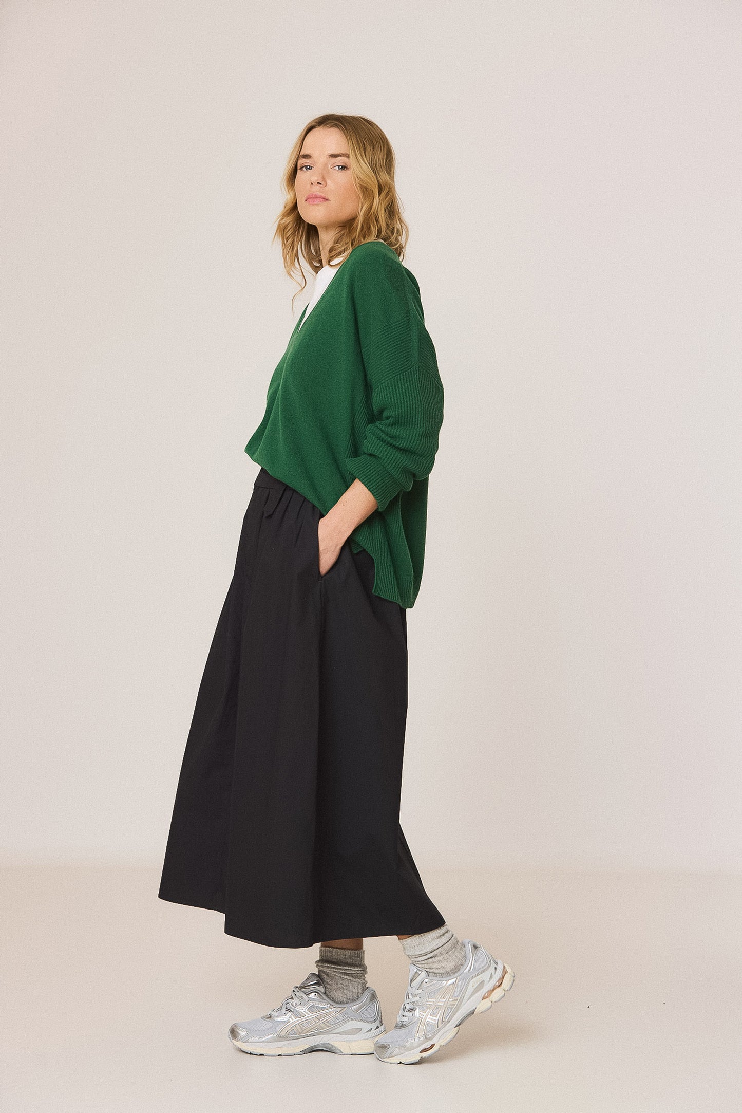 PLUNGE-NECK SWEATER