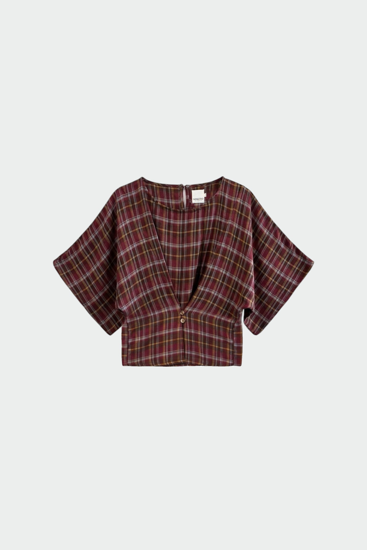 SHORT MULTICOLOR CHECKERED BLOUSE