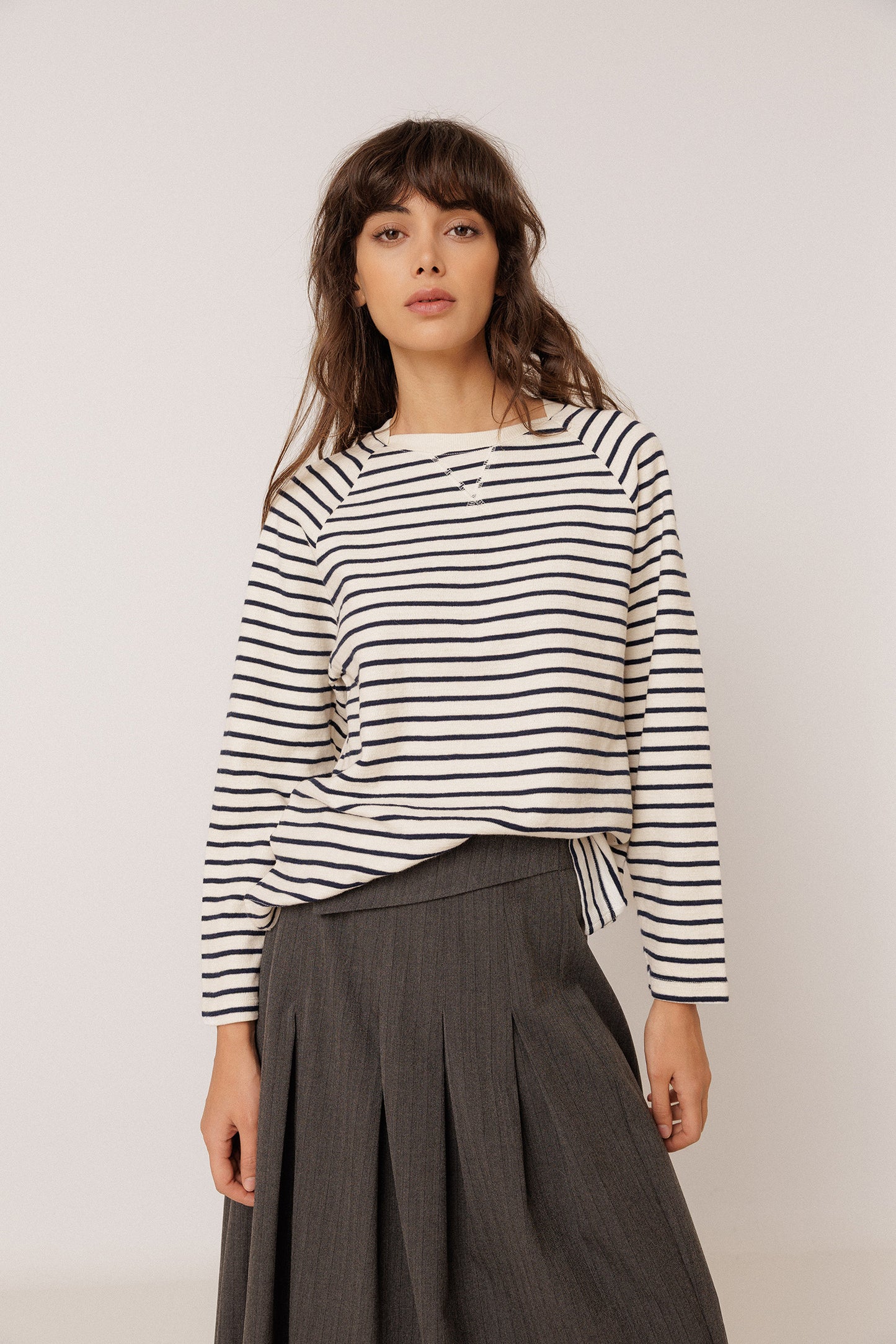 STRIPED TERRYCLOTH SWEATSHIRT