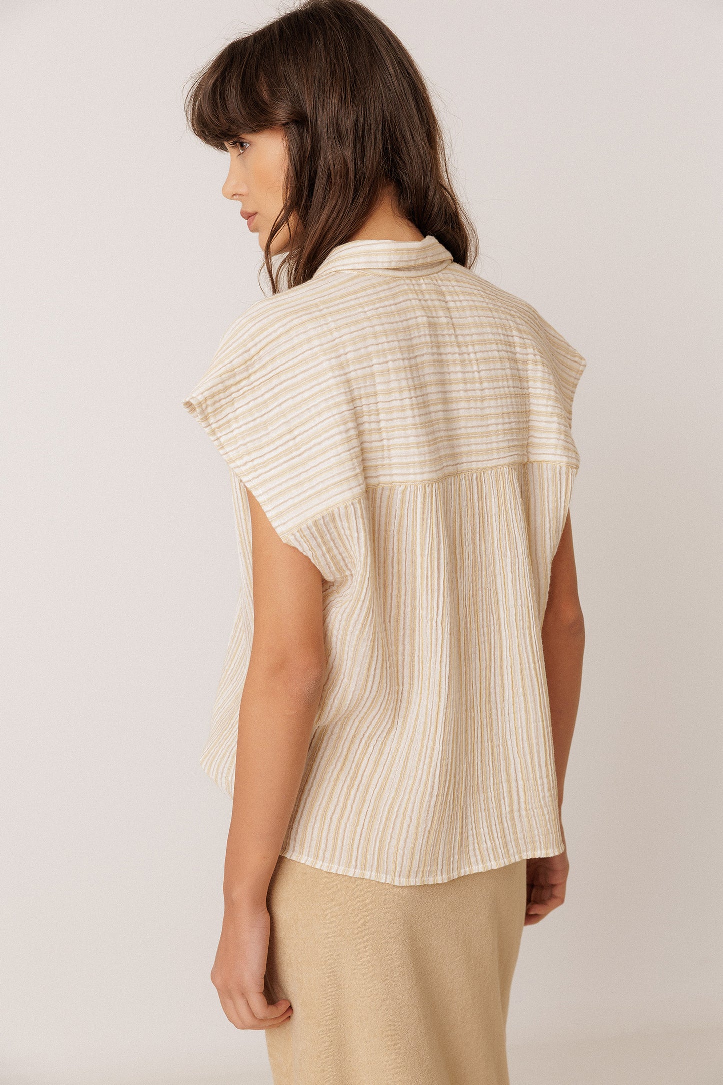 STRIPED DOUBLE-GAUZE BLOUSE