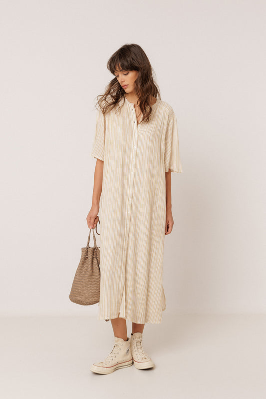 STRIPED DOUBLE-GAUZE DRESS 5