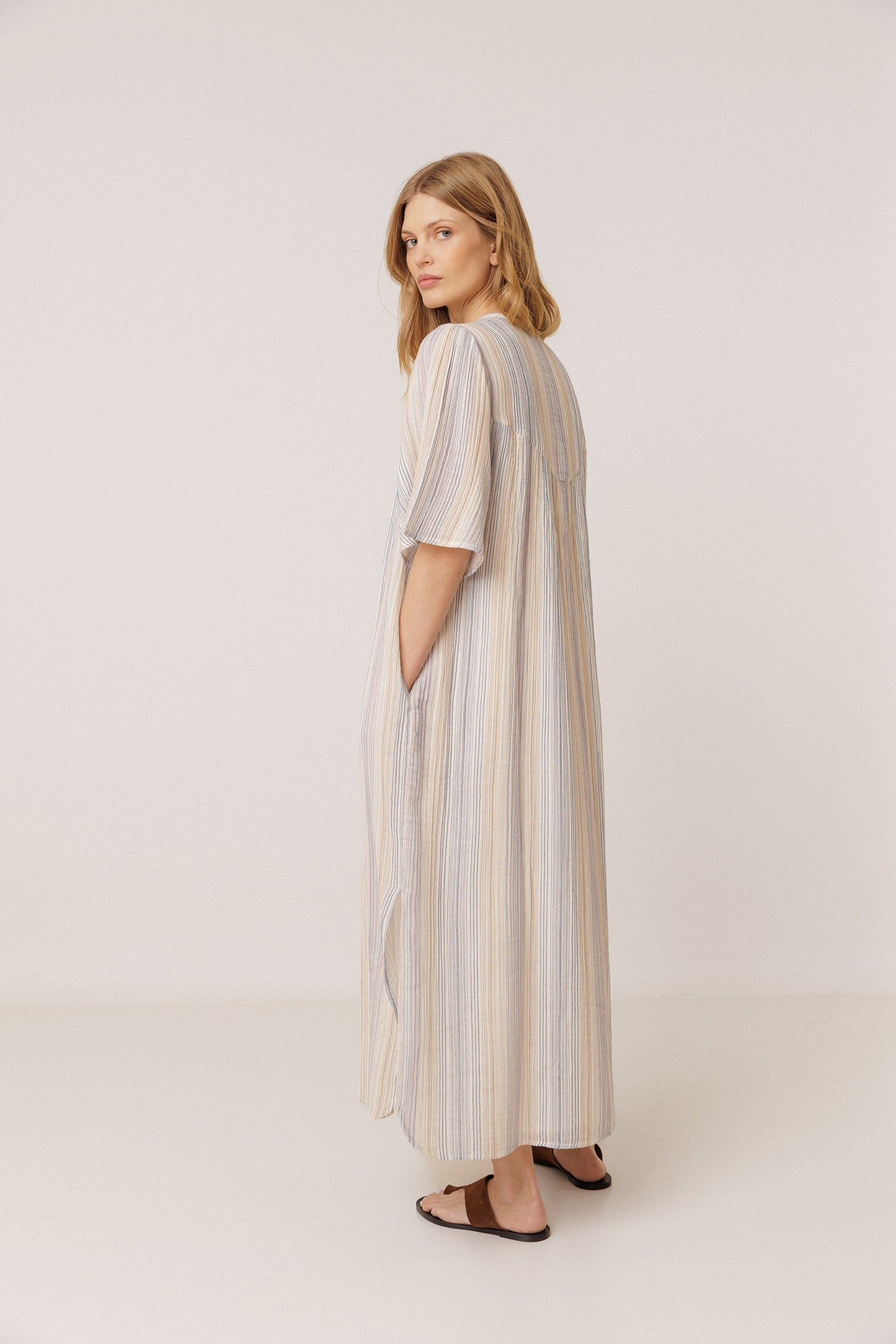 VESTIDO RAYAS DOBLE GASA