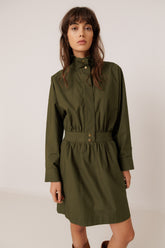 VESTIDO POPELÍN CUELLO ALTO