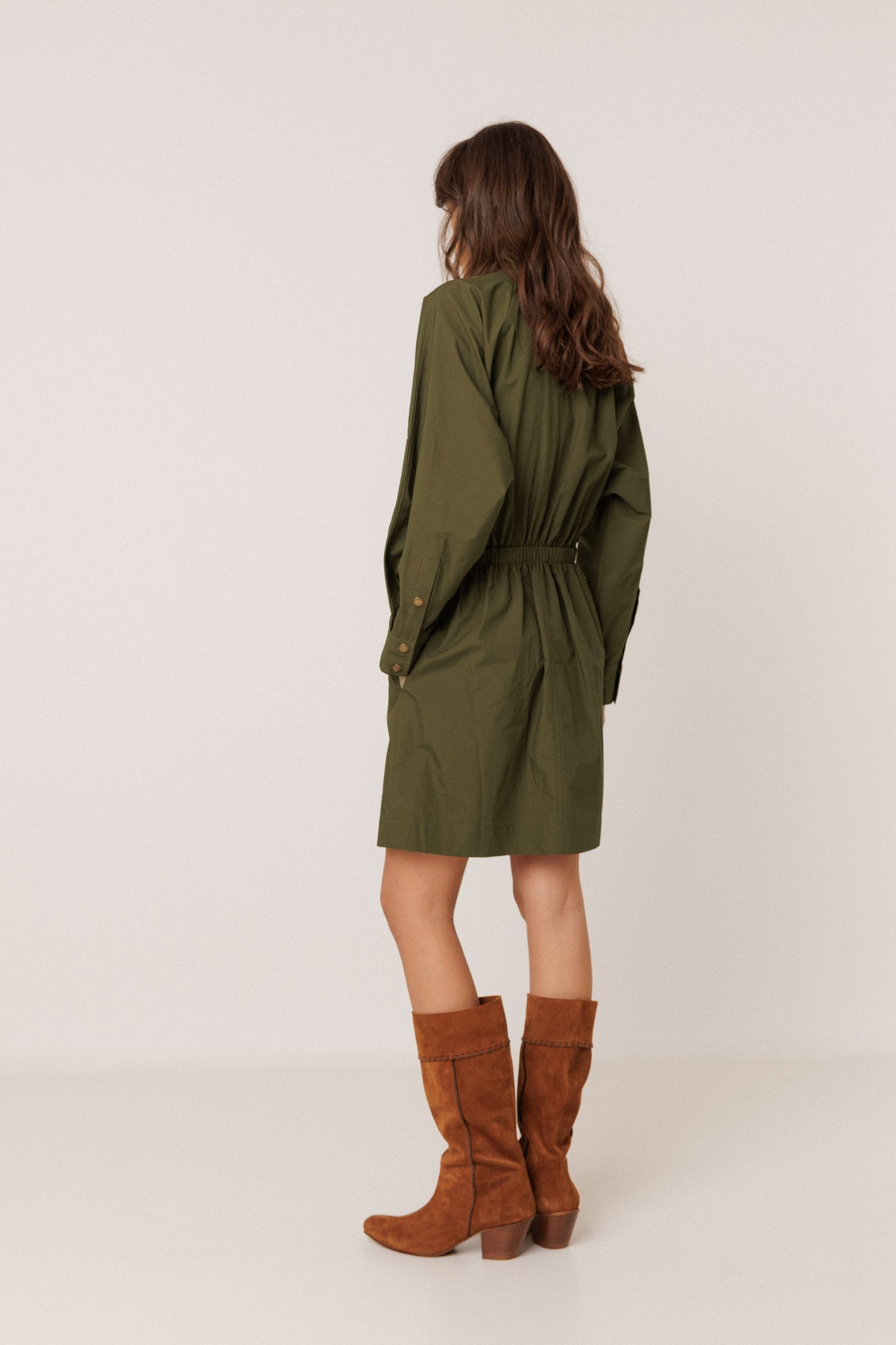 VESTIDO POPELÍN CUELLO ALTO