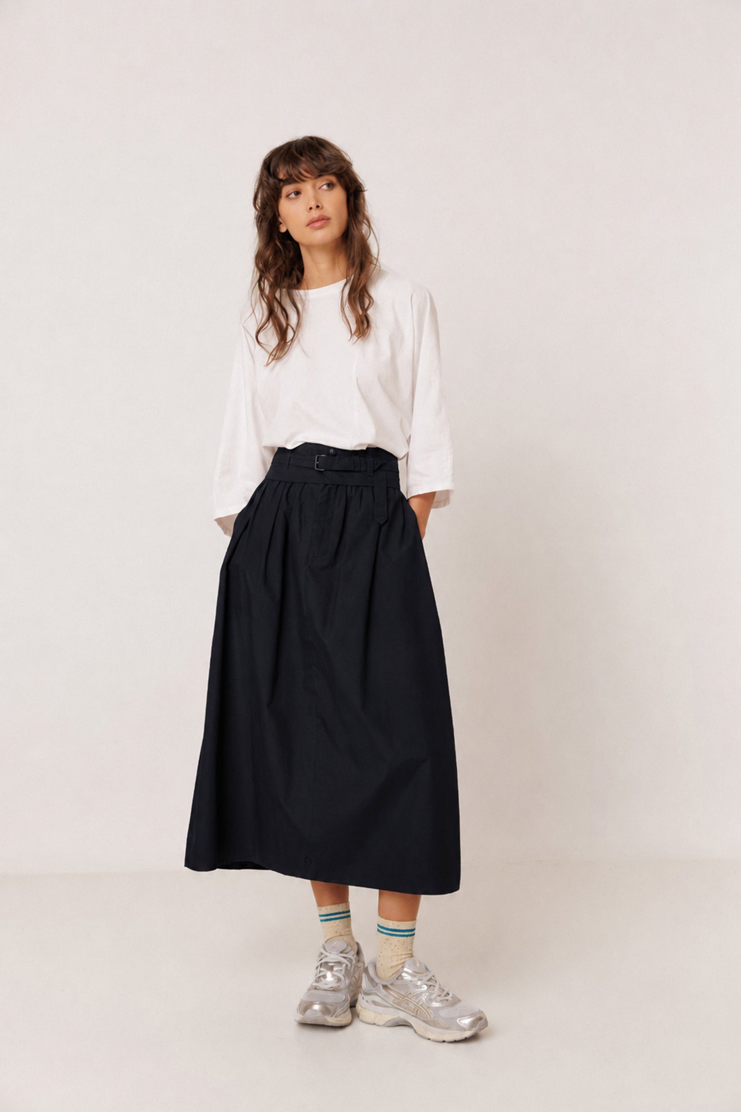 POPLIN MIDI SKIRT