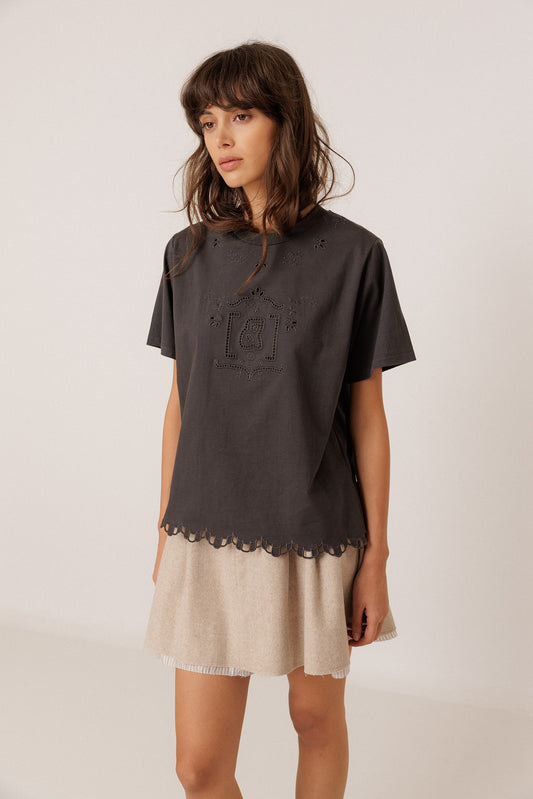 T-SHIRT WITH MONOGRAM DRAWING CUTOUT 1