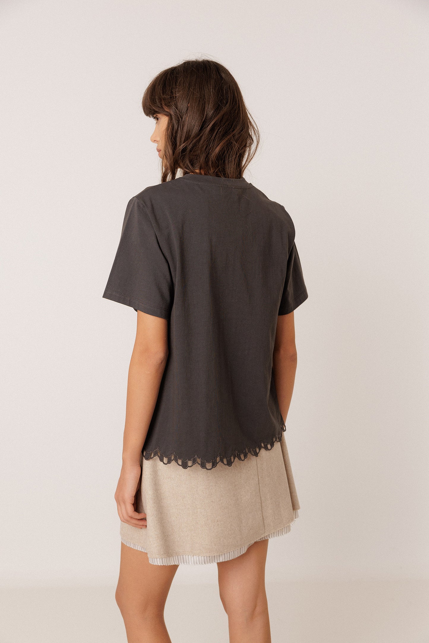 T-SHIRT WITH MONOGRAM DRAWING CUTOUT