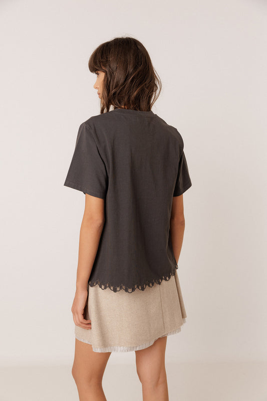 T-SHIRT WITH MONOGRAM DRAWING CUTOUT 4