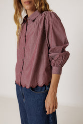 CAMISA RAYAS BAJO FESTONEADO