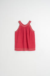 TOP À BRODERIES CONTRASTÉES