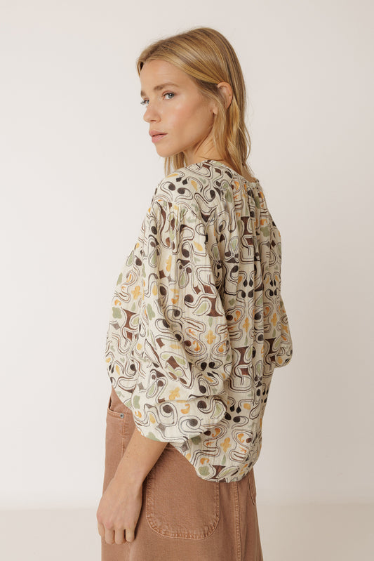 BLOUSE À IMPRIMÉ EN DOUBLE GAZE 3