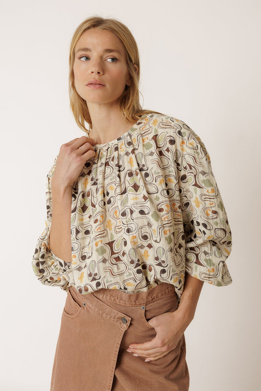 BLOUSE À IMPRIMÉ EN DOUBLE GAZE 4
