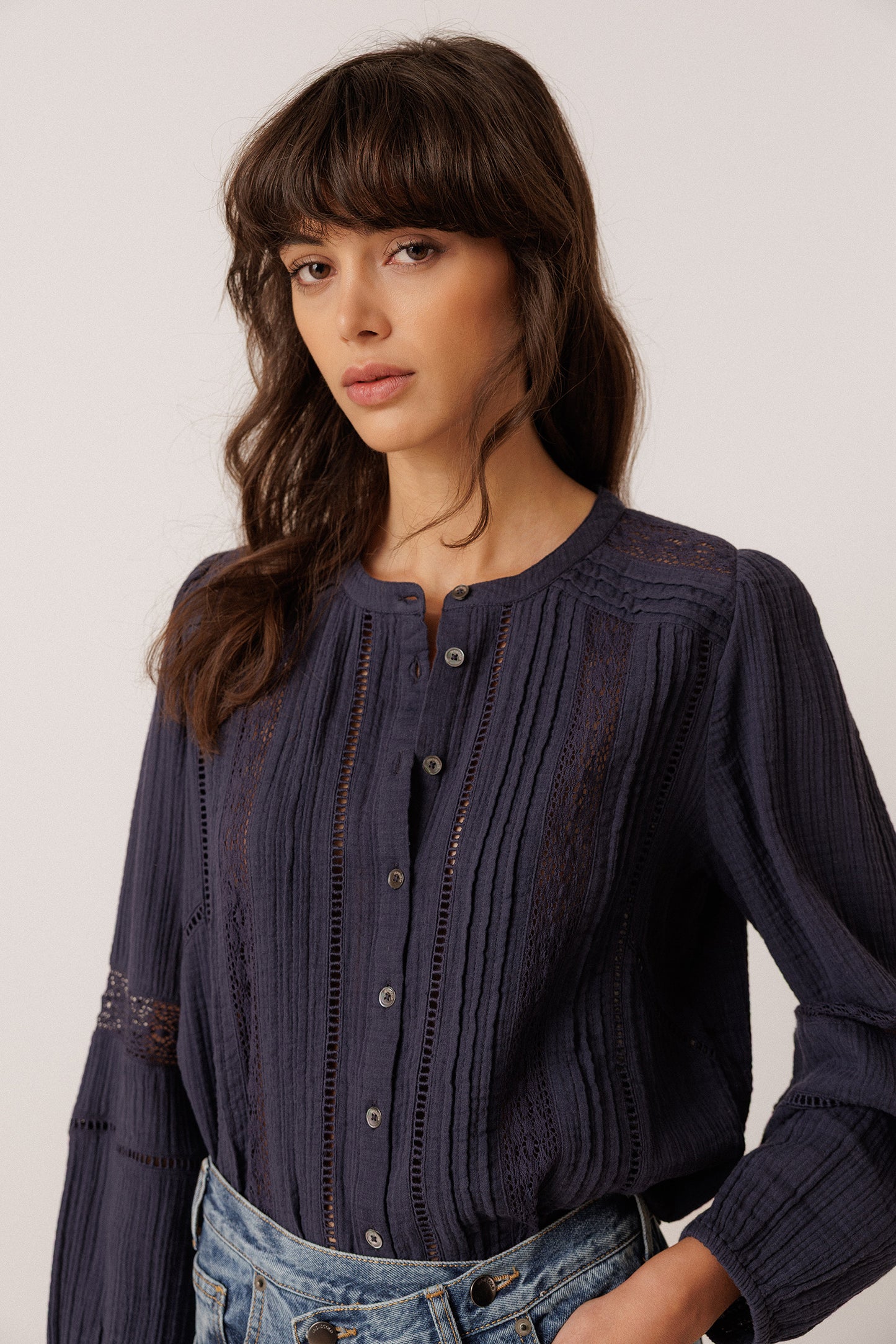 CAMISA ROMÁNTICA DOBLE GASA
