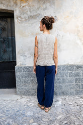 GILET RAYÉ EN LIN