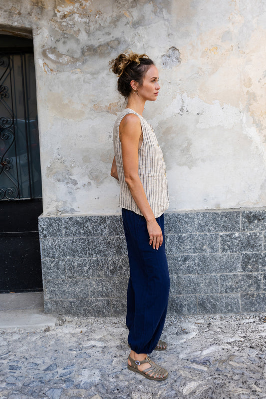 GILET RAYÉ EN LIN 3