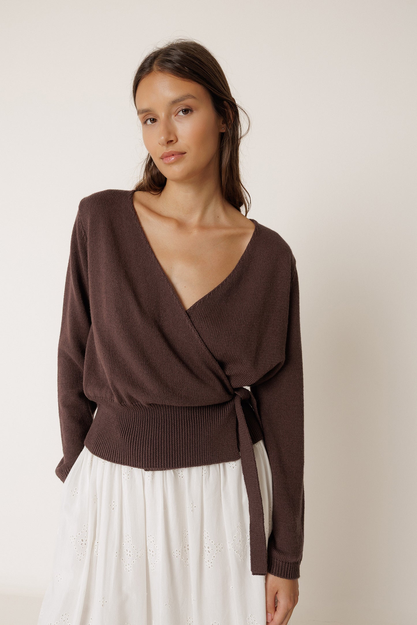 [CL] KNIT WRAP-OVER CARDIGAN