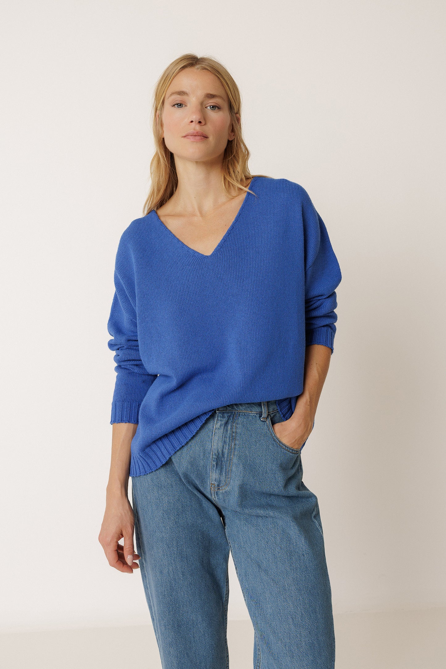 PLUNGE-NECK SWEATER