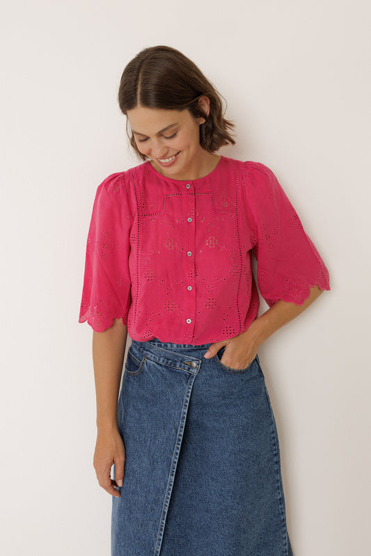 BOXY SHIRT WITH SCHIFFLI EMBROIDERY 1