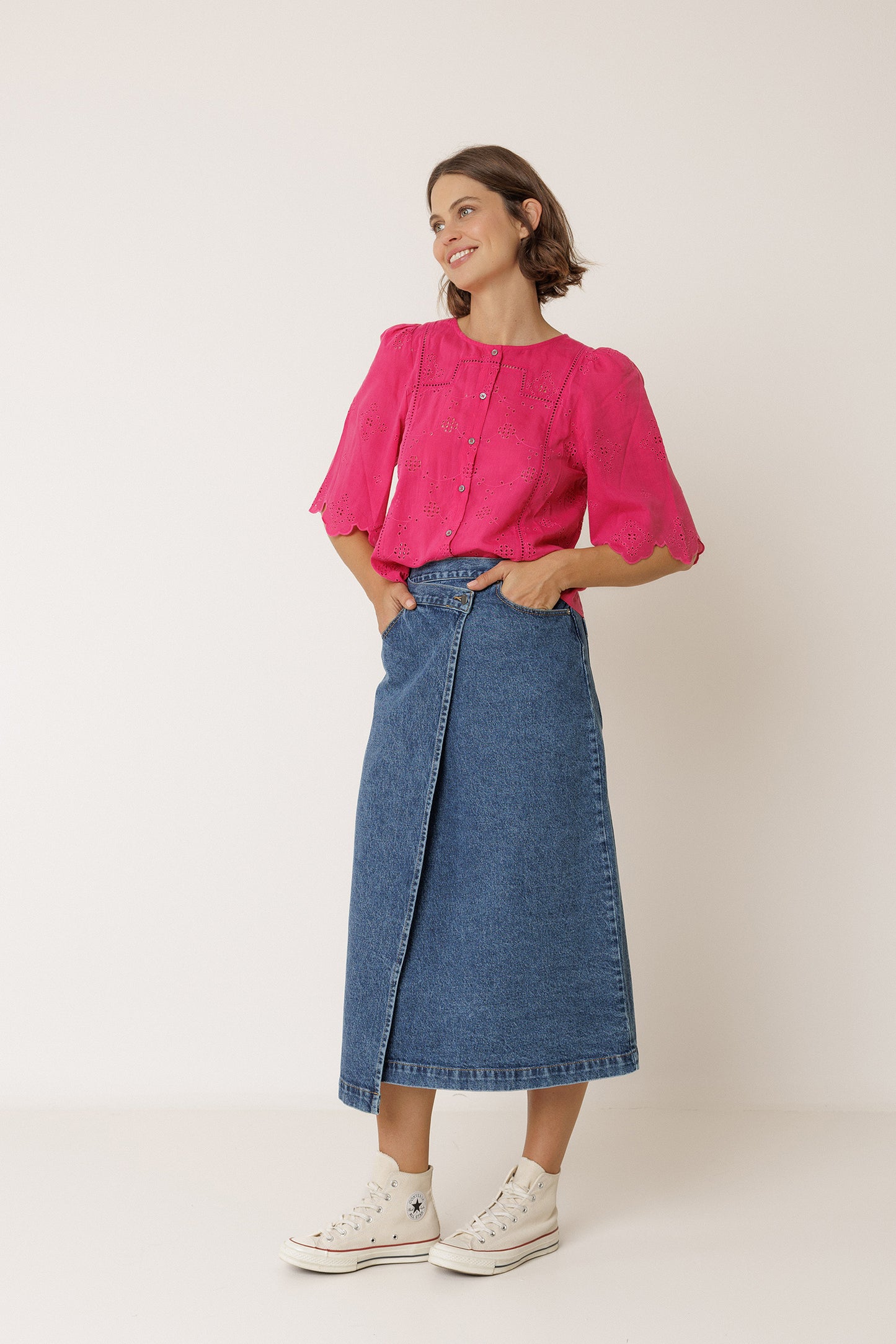 BOXY SHIRT WITH SCHIFFLI EMBROIDERY